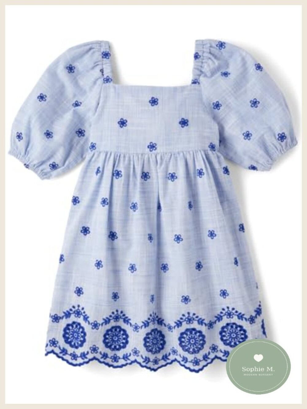 Girls Toddler Short Sleeve Tiered Cotton Dress Eyelet Scalloped Hem